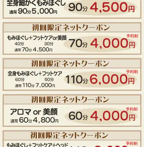 マッサージ割引クーポン